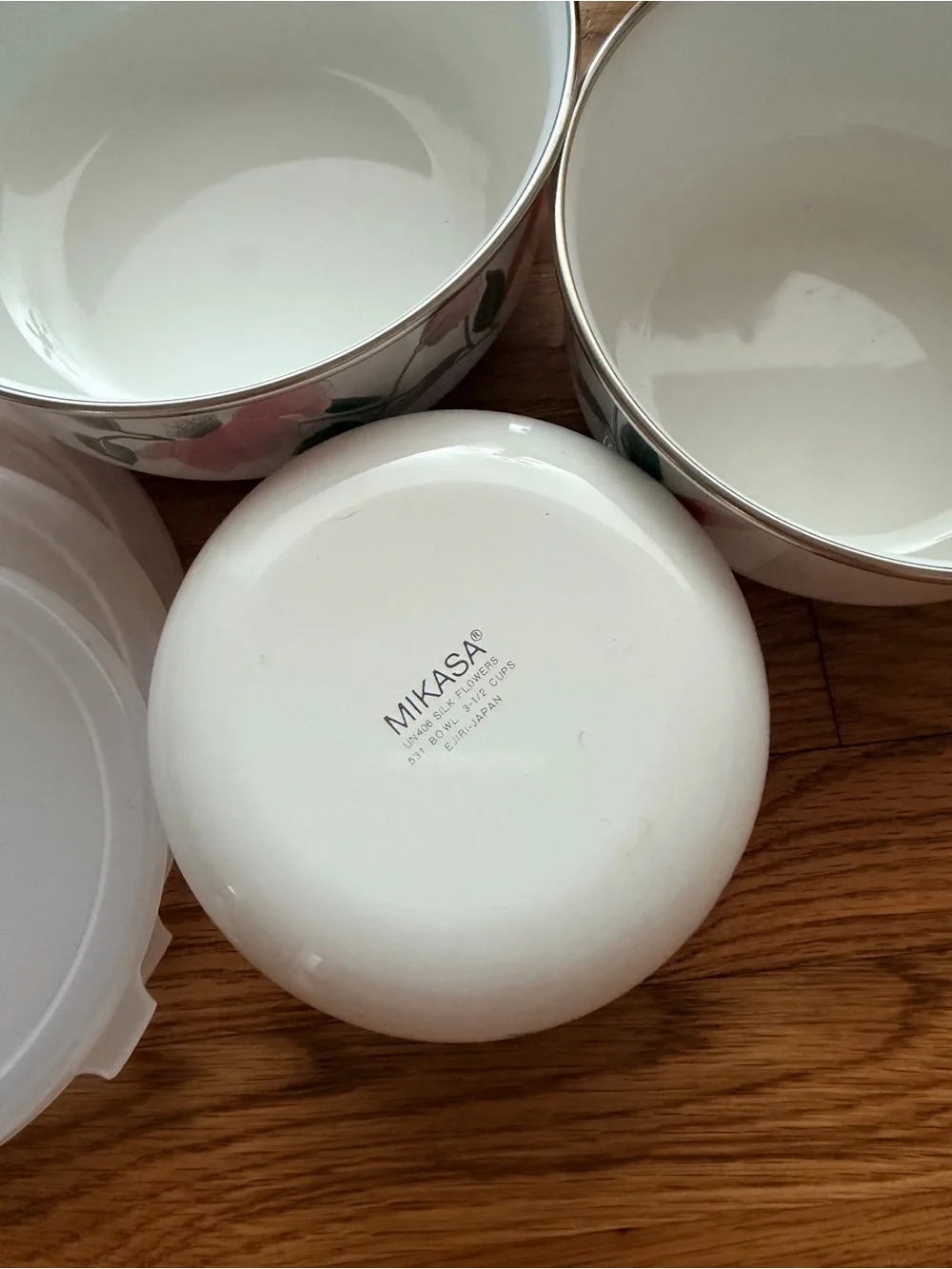 Vintage Mikasa “Silk Flowers” 6 piece enamel mixing bowl set